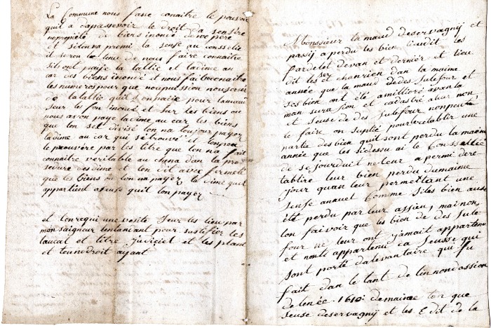 Page d’un carnet du sindic MOCCAND, compte rendu des affaires du village – 1817