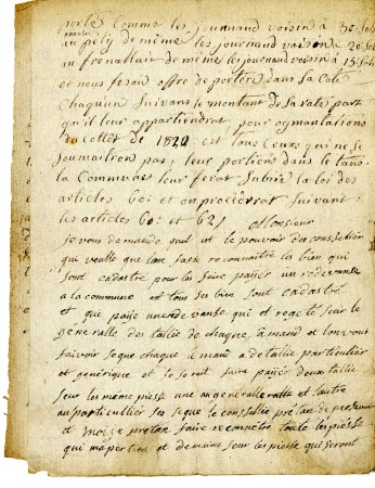 Compte rendu au sujet des biens cadastrés - 1820