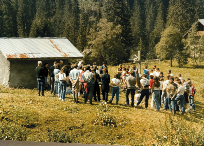 Photo de la première messe des Fonds - 1986