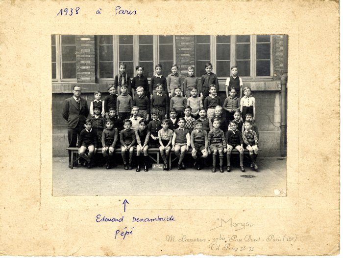 Photo de classe en 1938 à Paris, Edouard DENAMBRIDE